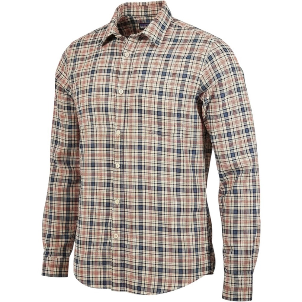 Patagonia Shirt Mens Large Red Blue Plaid Button Down Long Sleeve Organic Cotton